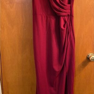 Elegant Red Draped Dress